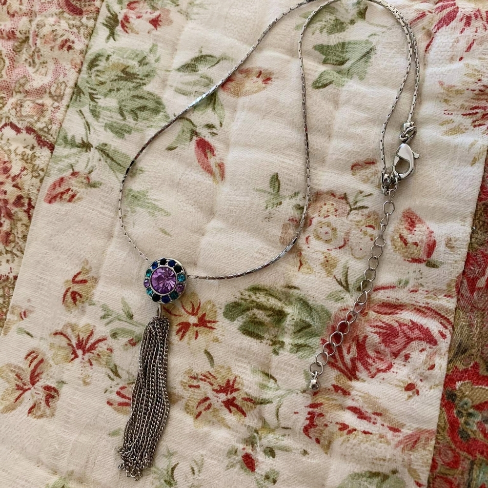 Mid-2000s Purple and Blue Pendant Necklace